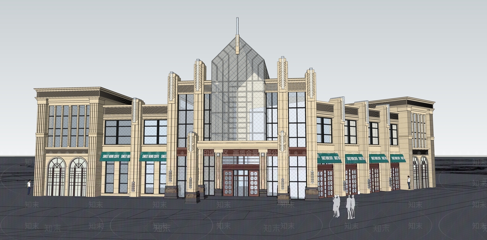 复古售楼处建筑SU模型下载【ID:1202596554】