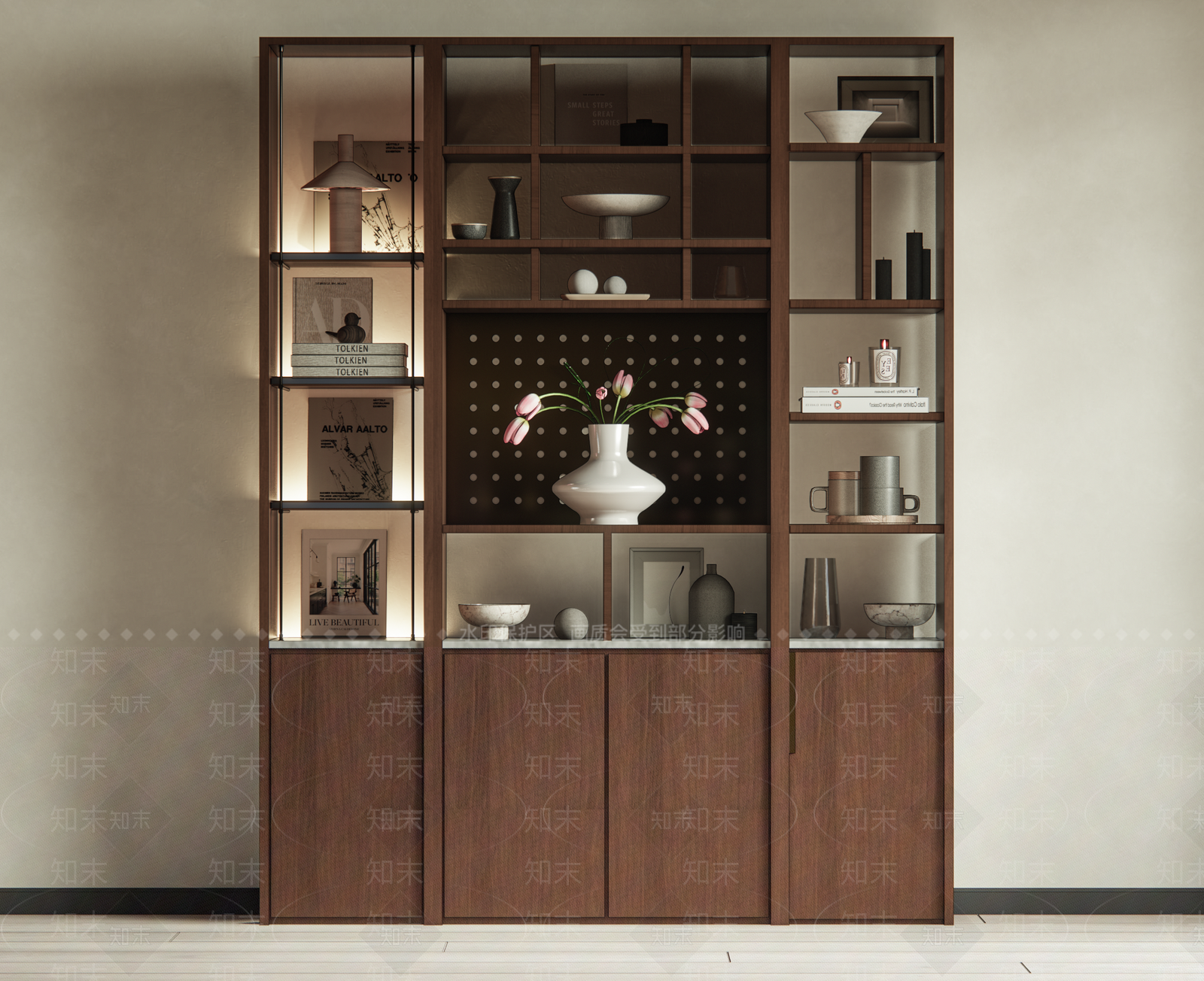 现代原木书架SU模型下载【ID:1203019992】