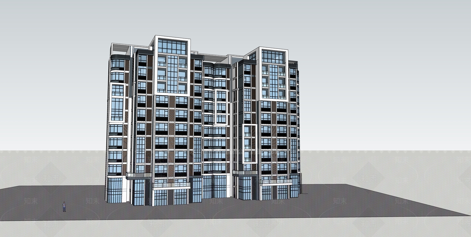现代高层住宅SU模型下载【ID:1202599321】