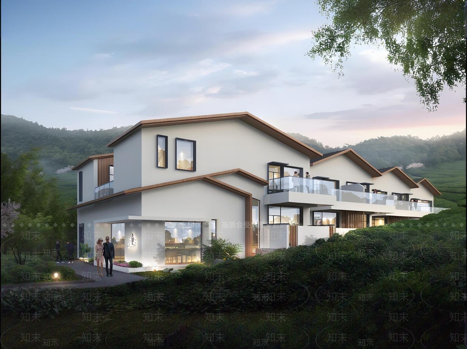 现代新中式乡村民房SU模型下载【ID:1202602221】