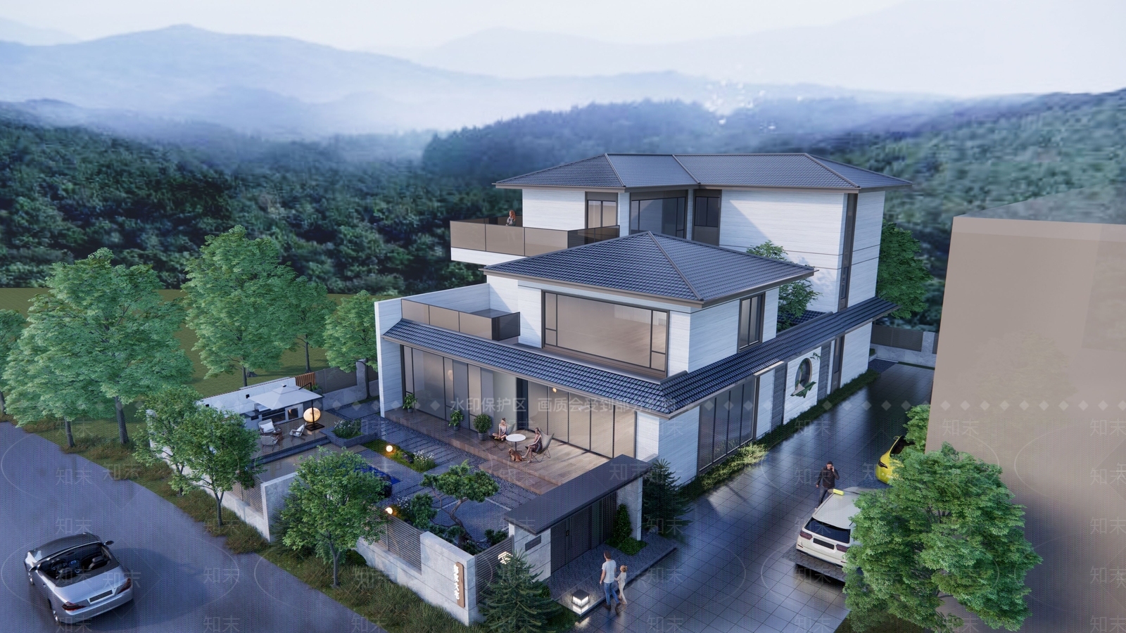 现代新中式乡村民房SU模型下载【ID:1202602821】