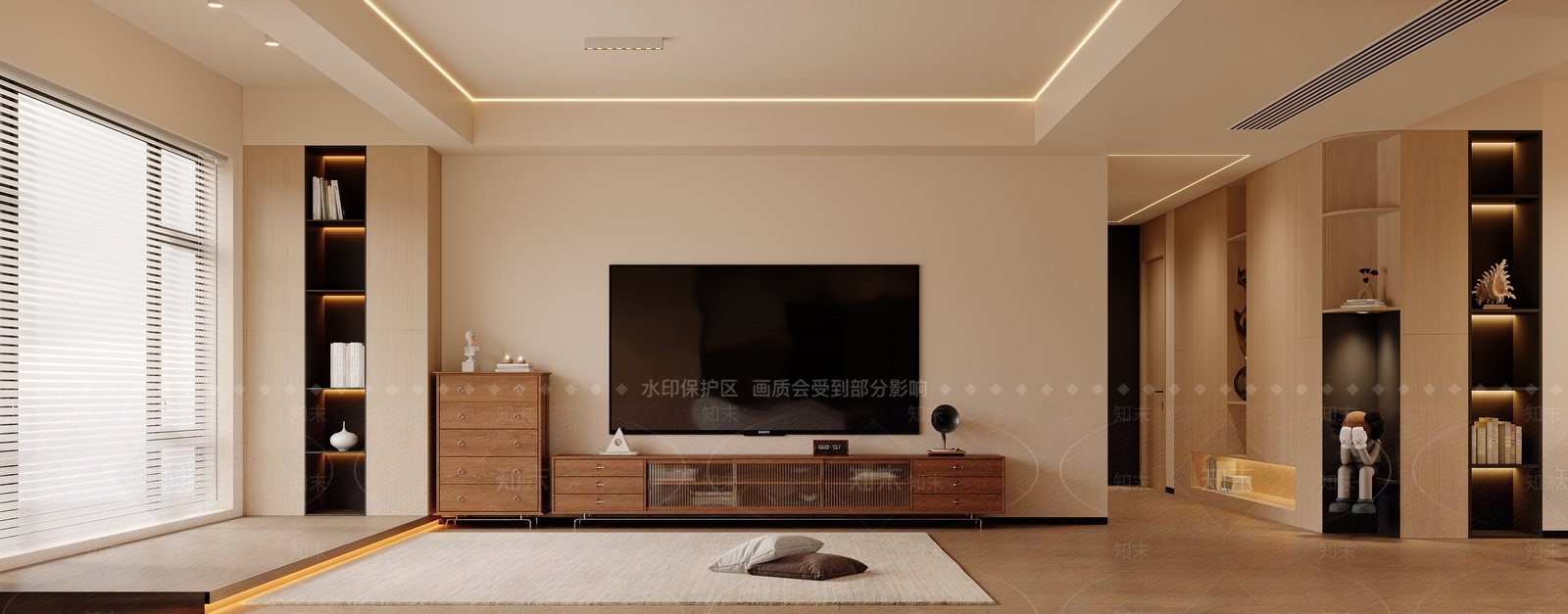 日式原木家居客厅3D模型下载【ID:1202680636】