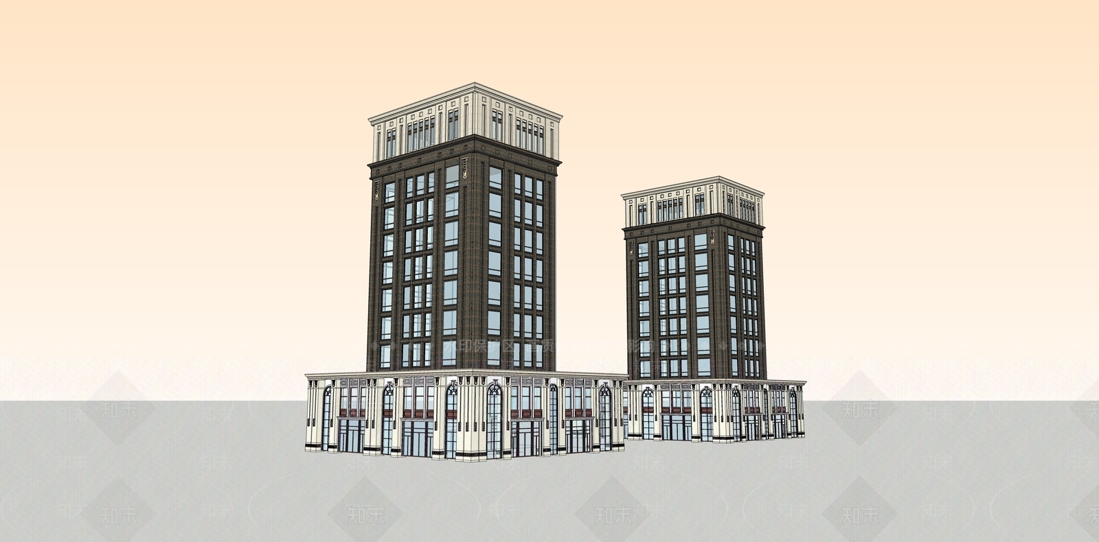 欧式办公楼SU模型下载【ID:1202604619】