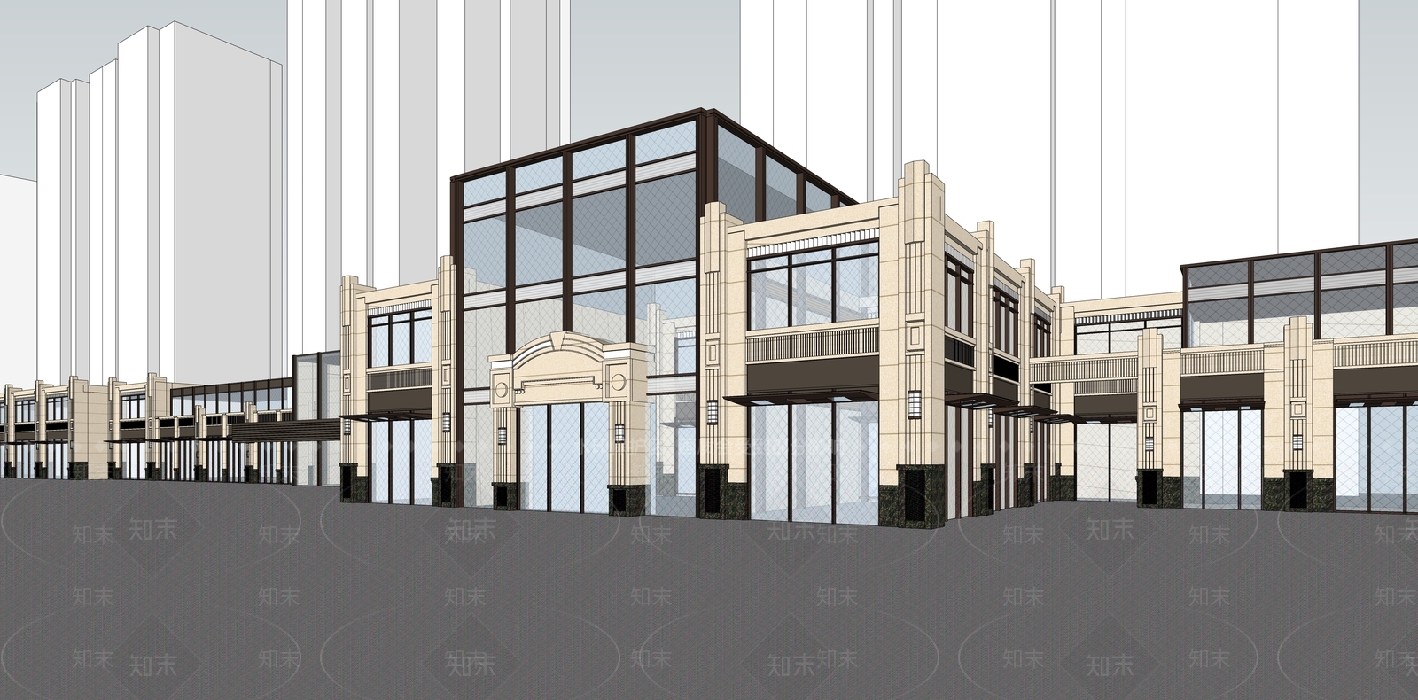 欧式商业街SU模型下载【ID:1202604920】
