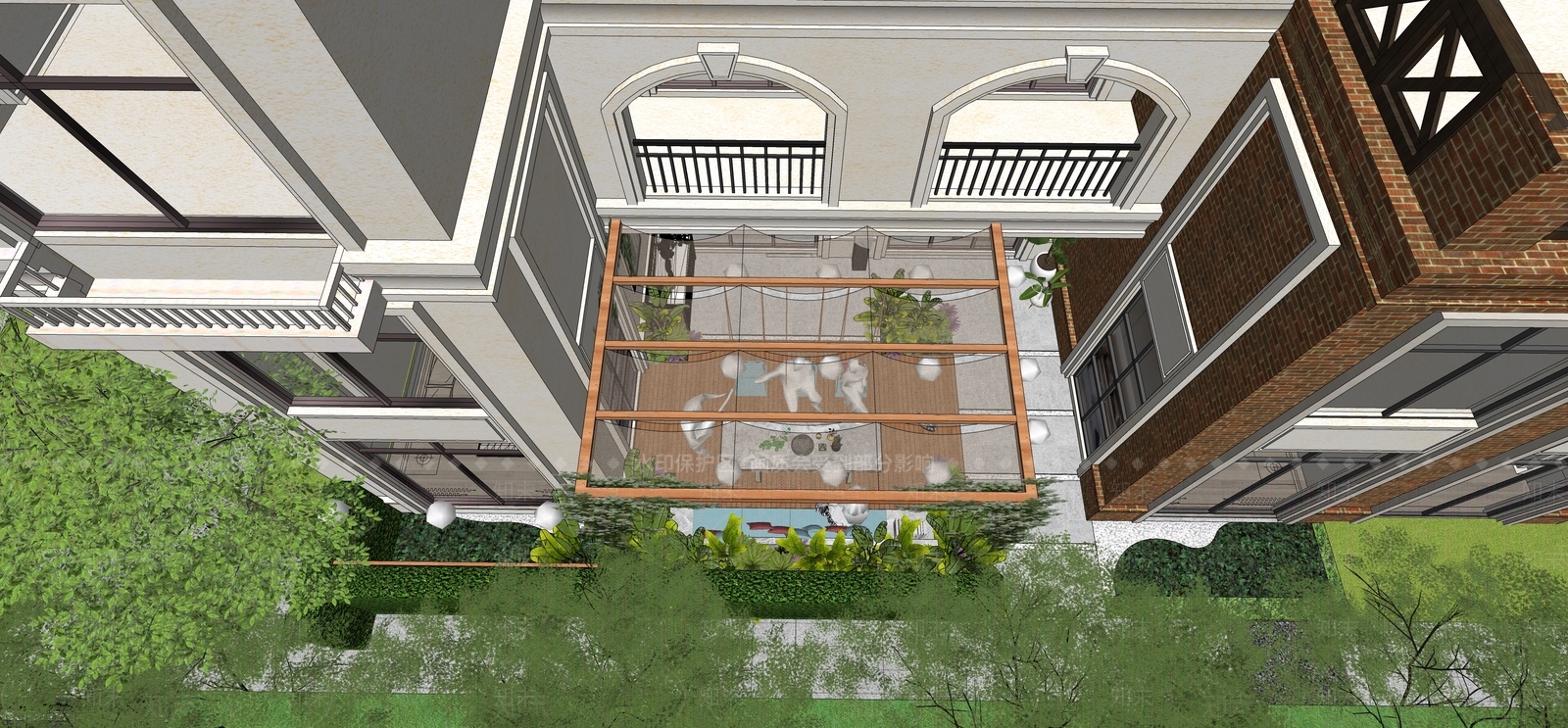 现代别墅庭院SU模型下载【ID:1202605762】