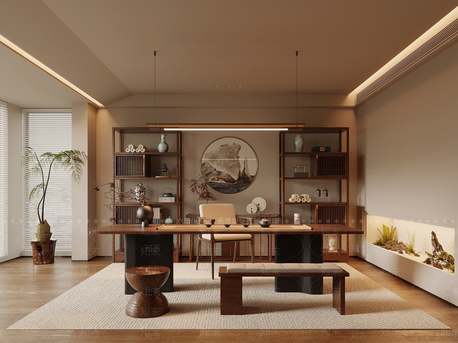 新中式茶室3D模型下载【ID:1202606286】