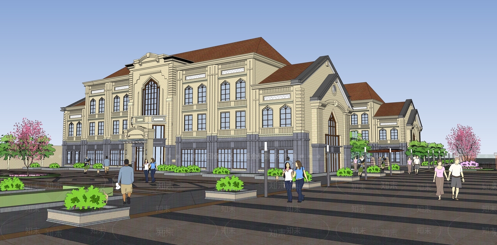 欧式办公楼SU模型下载【ID:1202606973】