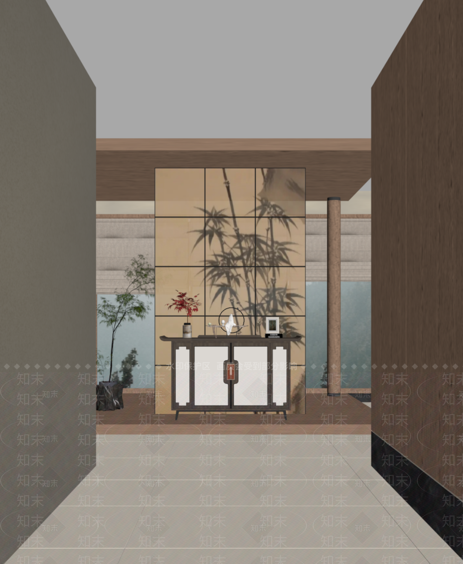 新中式玄关柜SU模型下载【ID:1202610555】