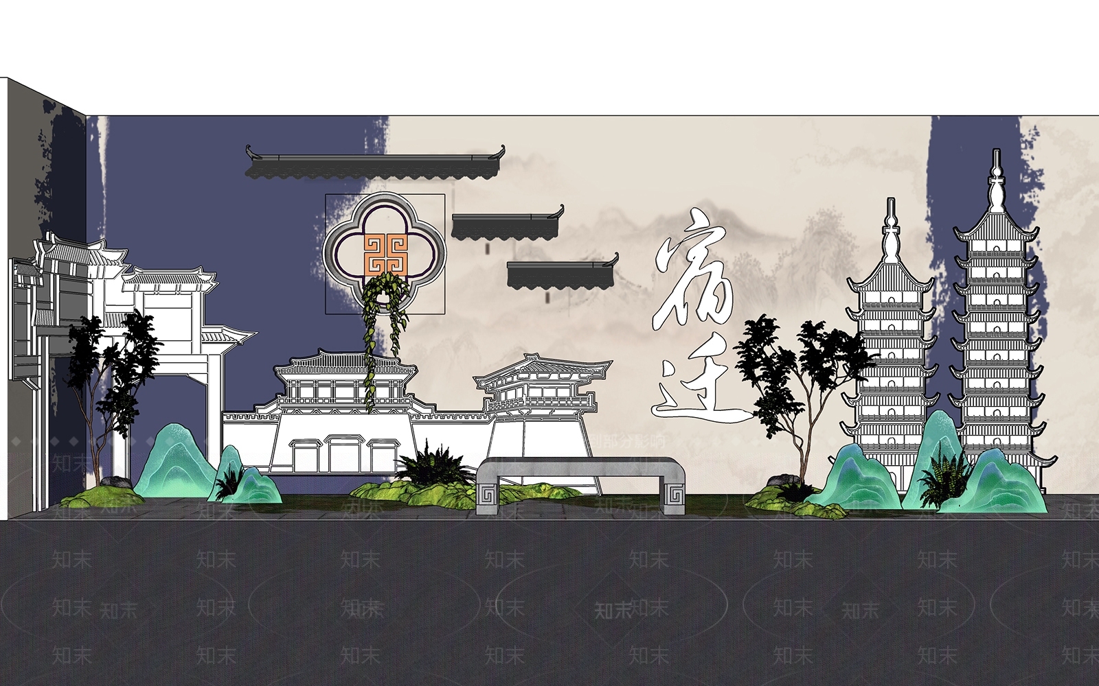 新中式中式橱窗SU模型下载【ID:1202612648】