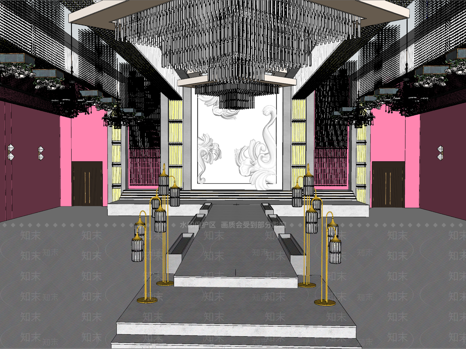 现代宴会厅SU模型下载【ID:1205801655】