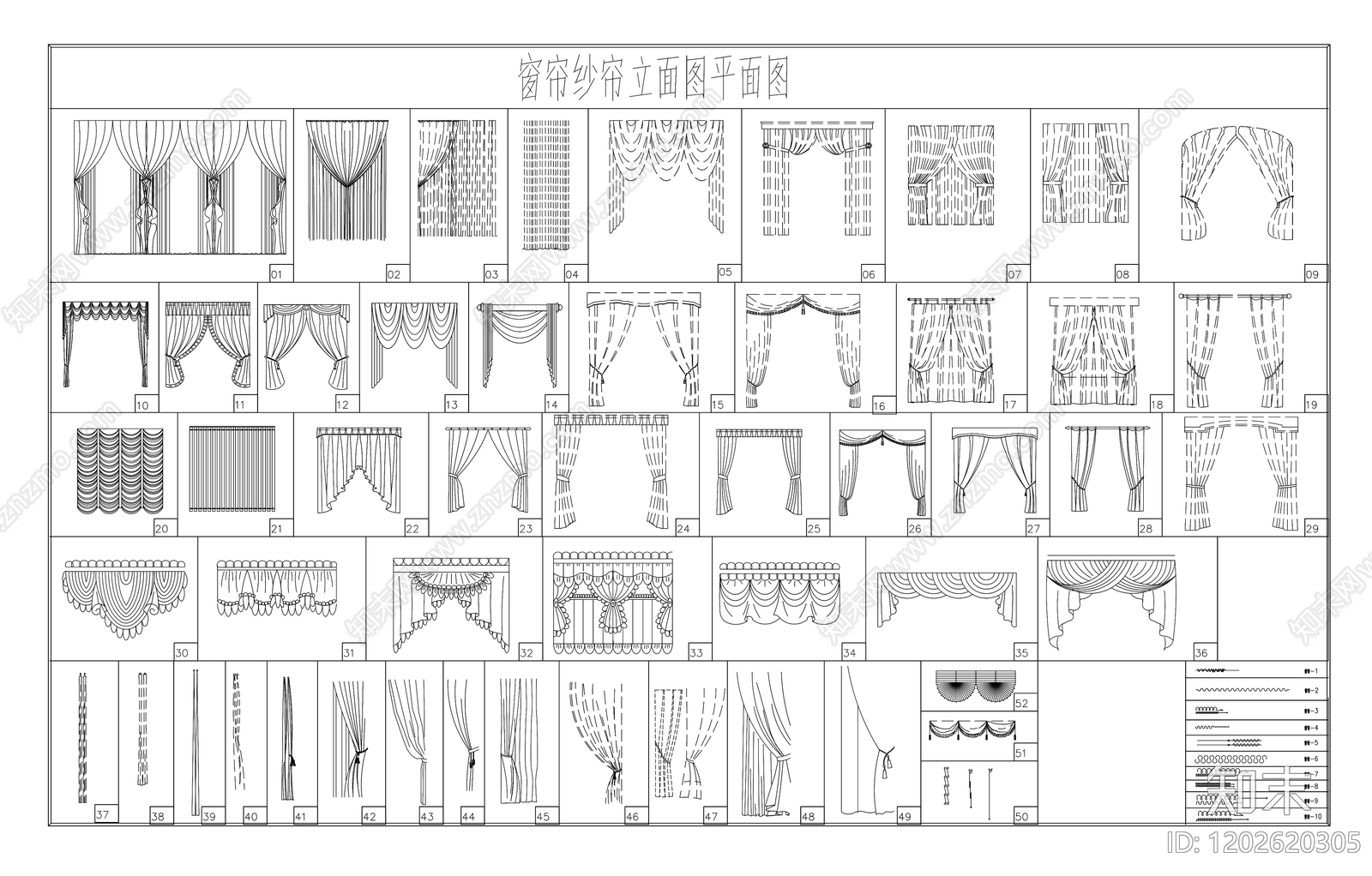 中式欧式窗帘施工图下载【ID:1202620305】