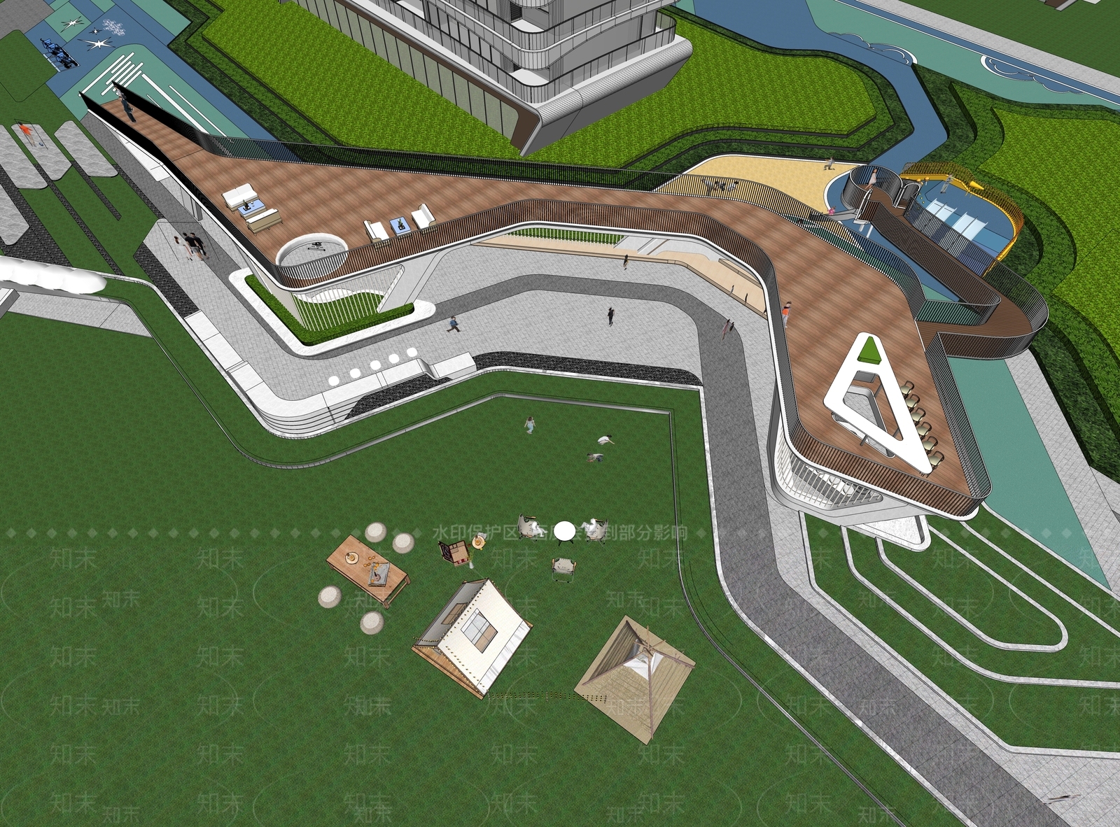 现代极简小区景观SU模型下载【ID:1202621166】