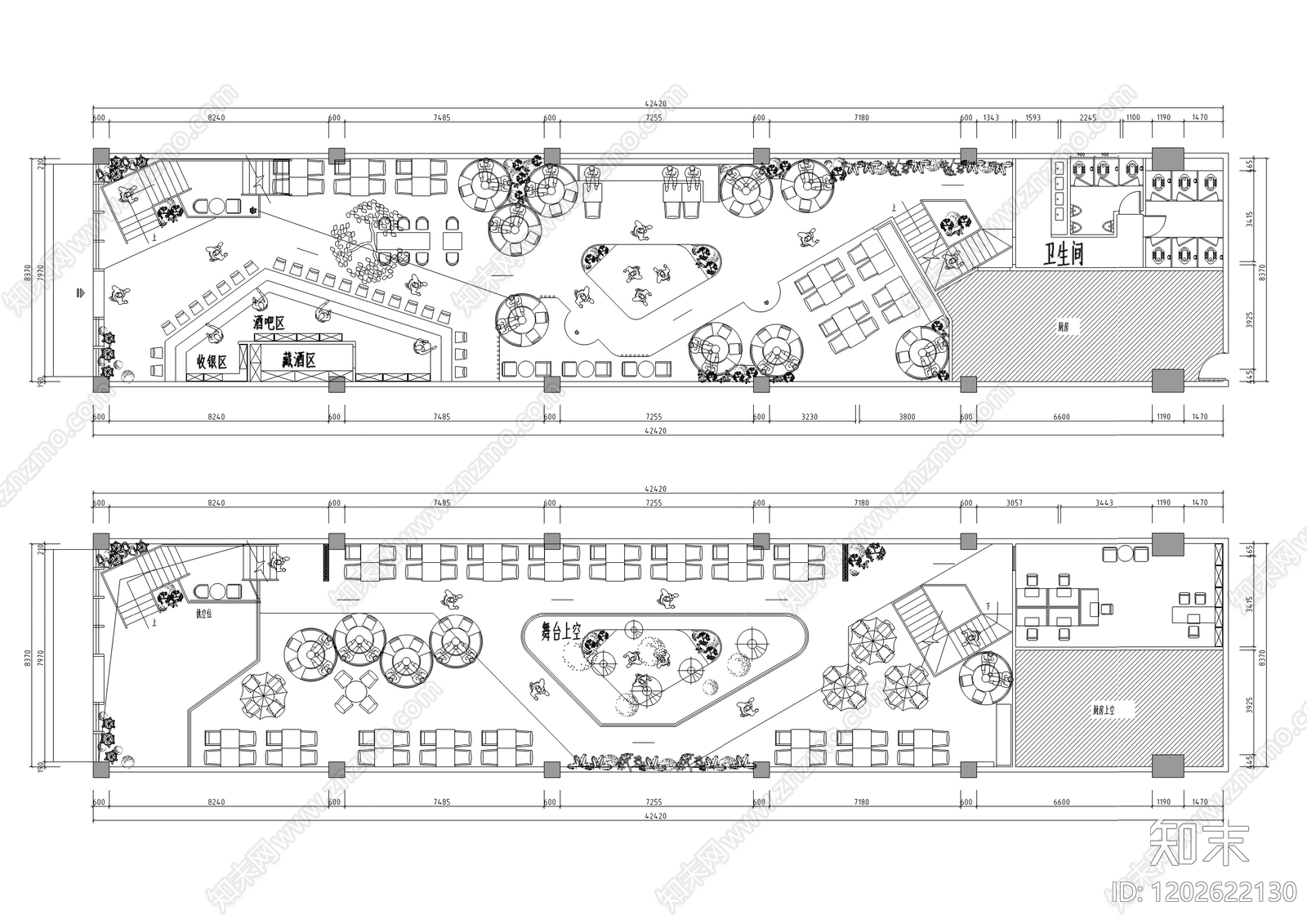 现代酒吧施工图下载【ID:1202622130】