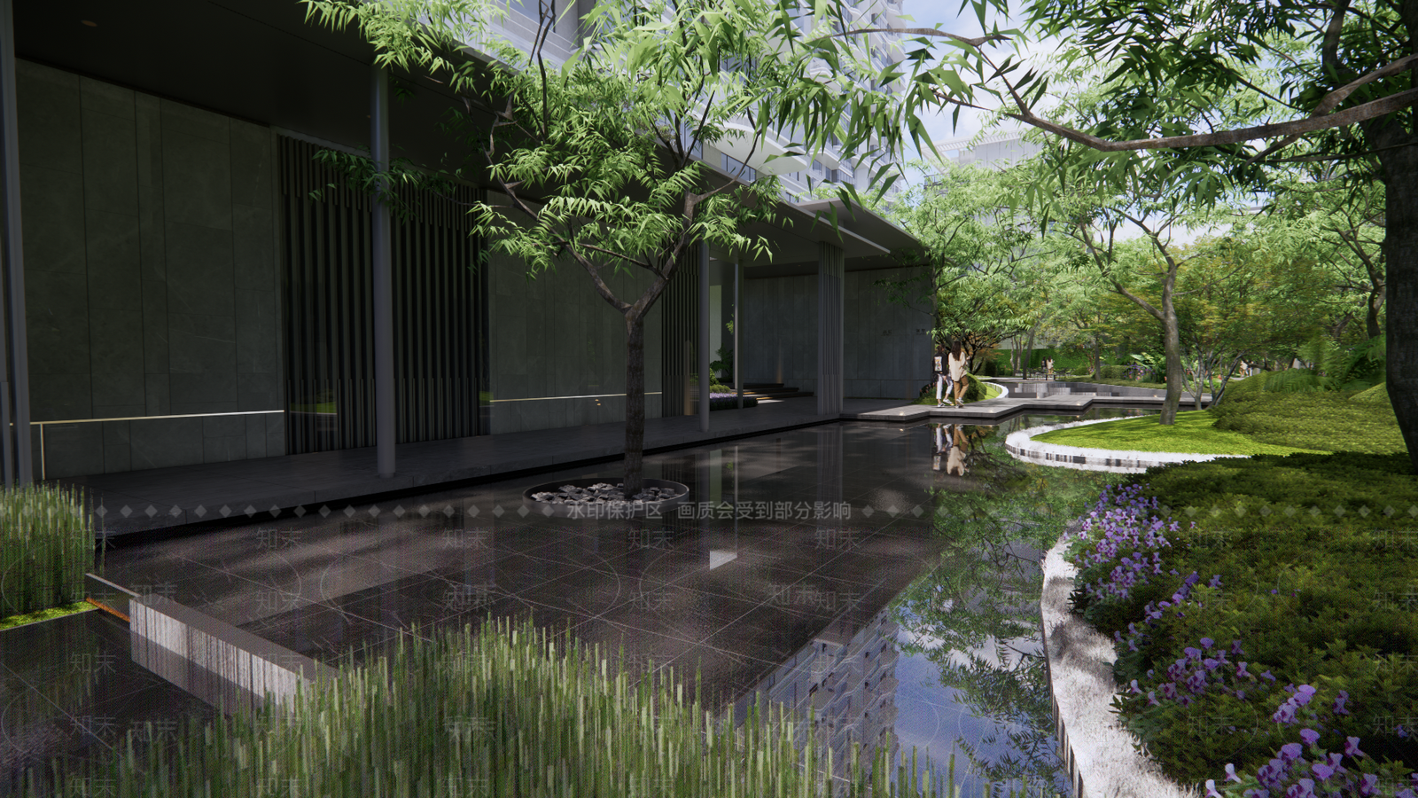 现代小区景观SU模型下载【ID:1202627202】