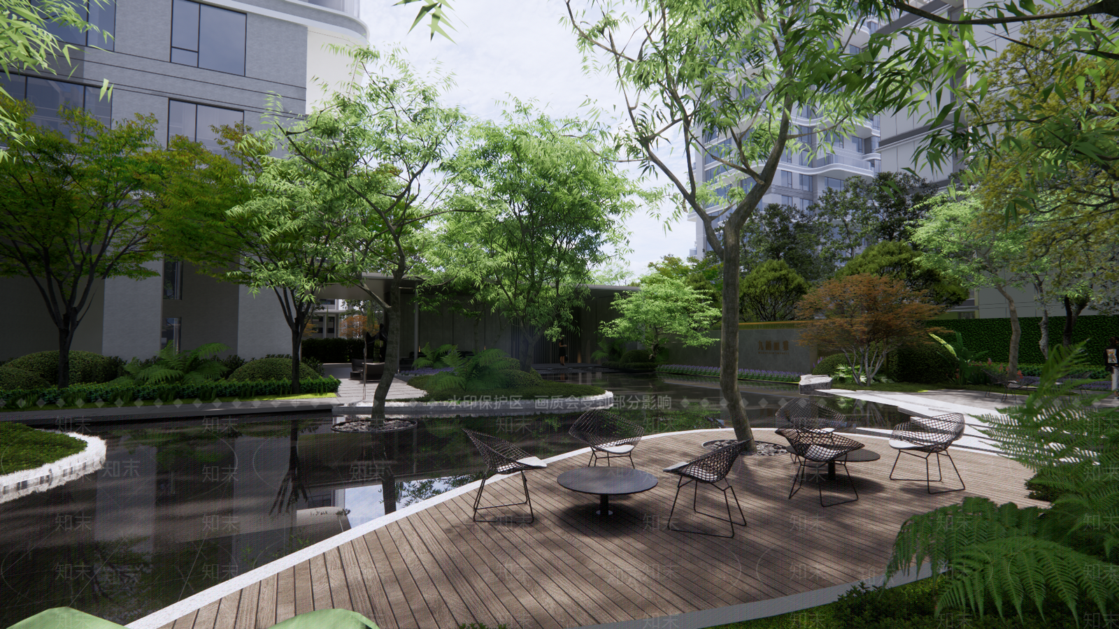 现代小区景观SU模型下载【ID:1202627310】