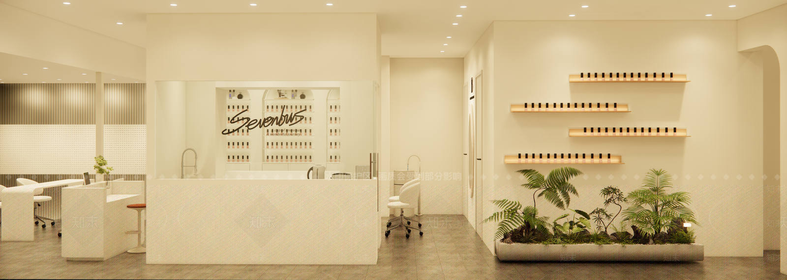 奶油现代美甲店SU模型下载【ID:1202627469】