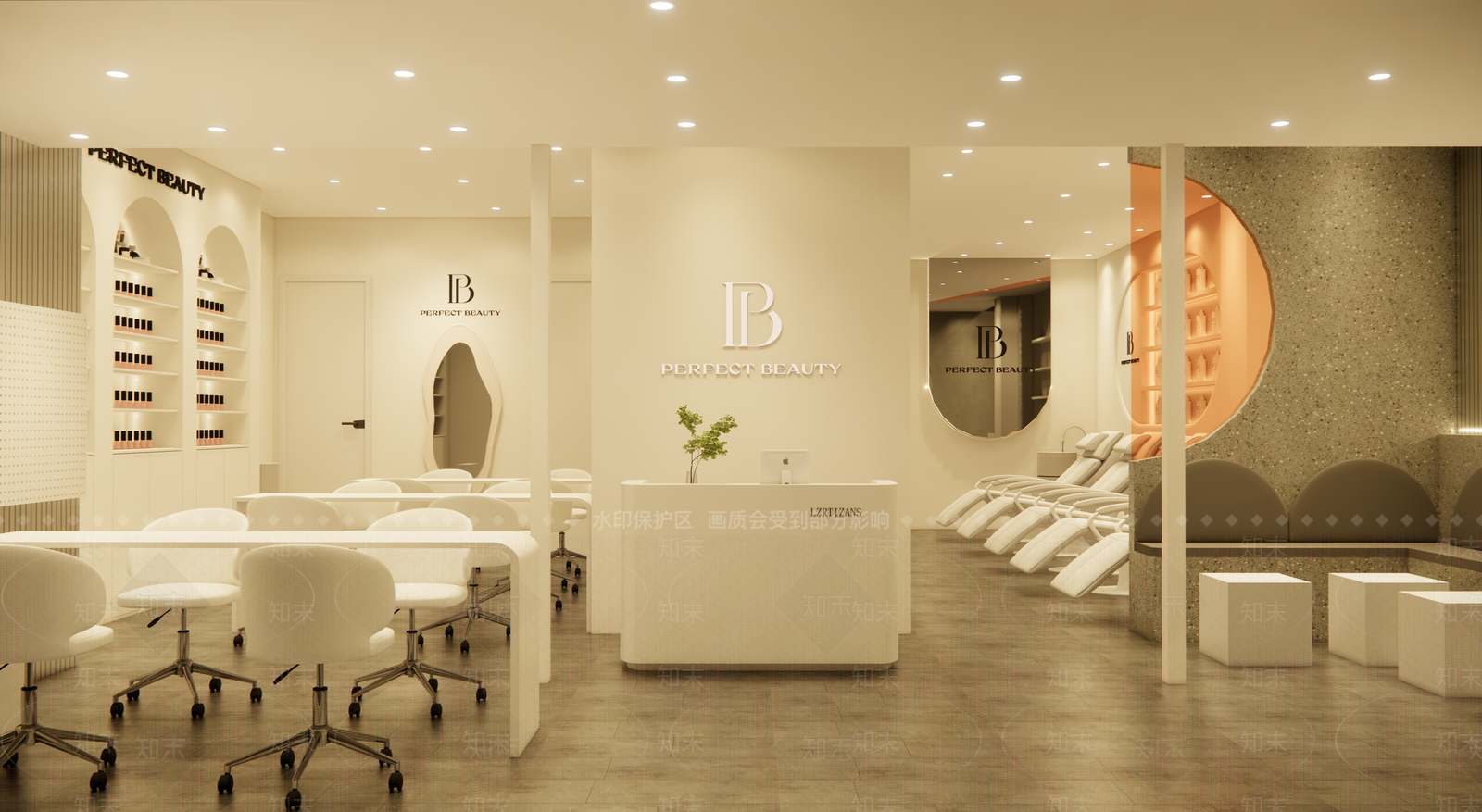 奶油现代美甲店SU模型下载【ID:1202627469】