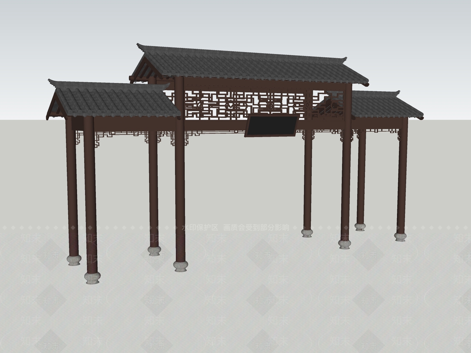 新中式中式大门SU模型下载【ID:1202627896】