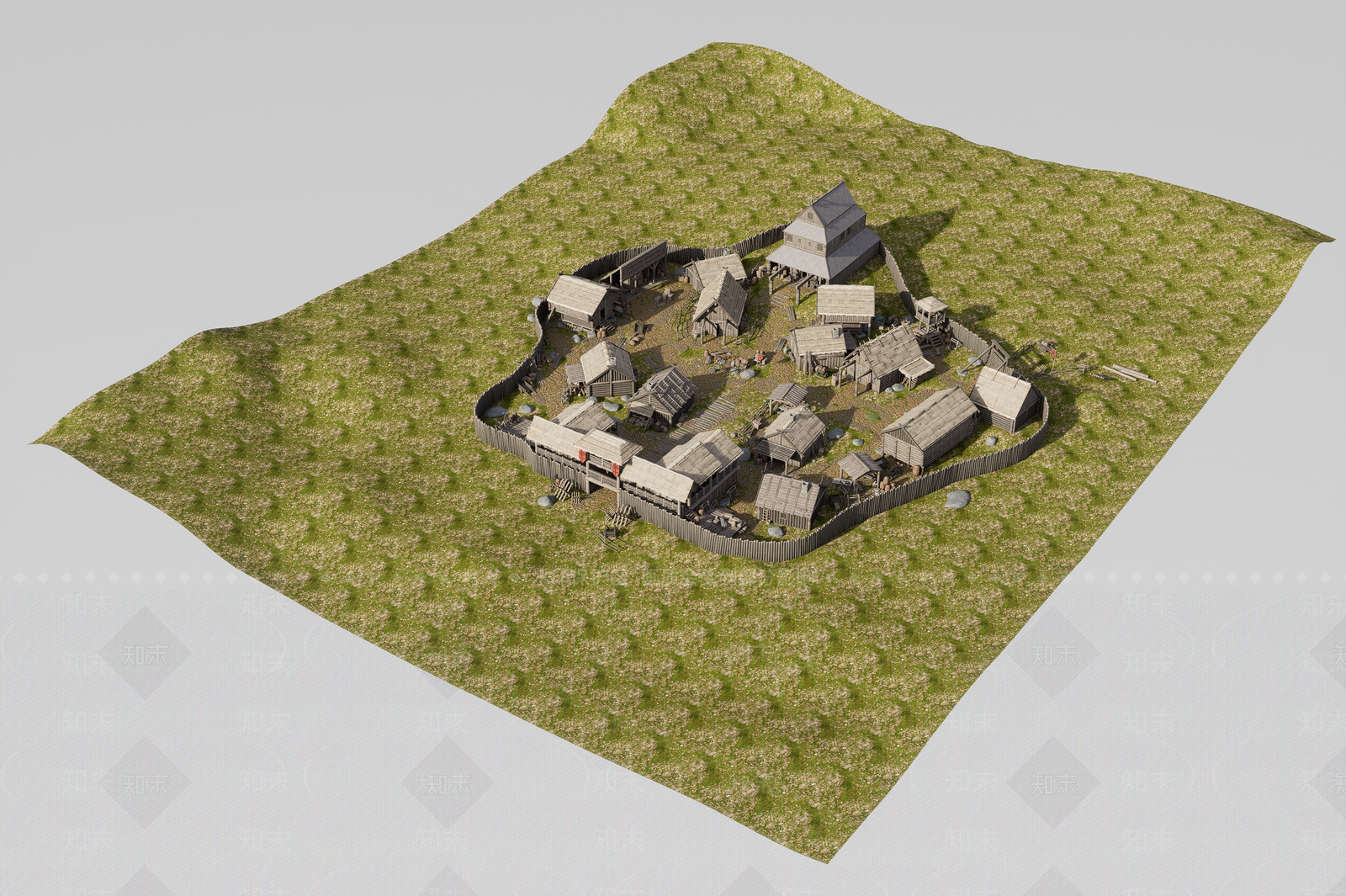 欧式鸟瞰规划3D模型下载【ID:1202627987】