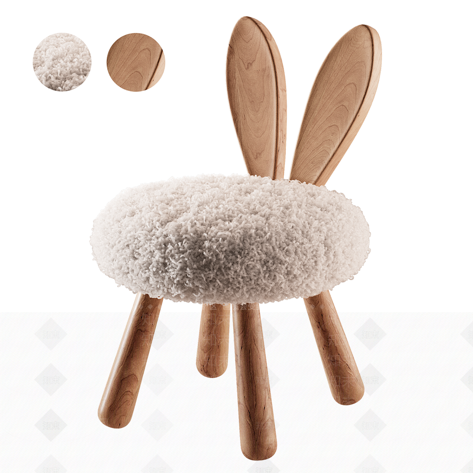 现代奶油其他凳子3D模型下载【ID:1202630784】