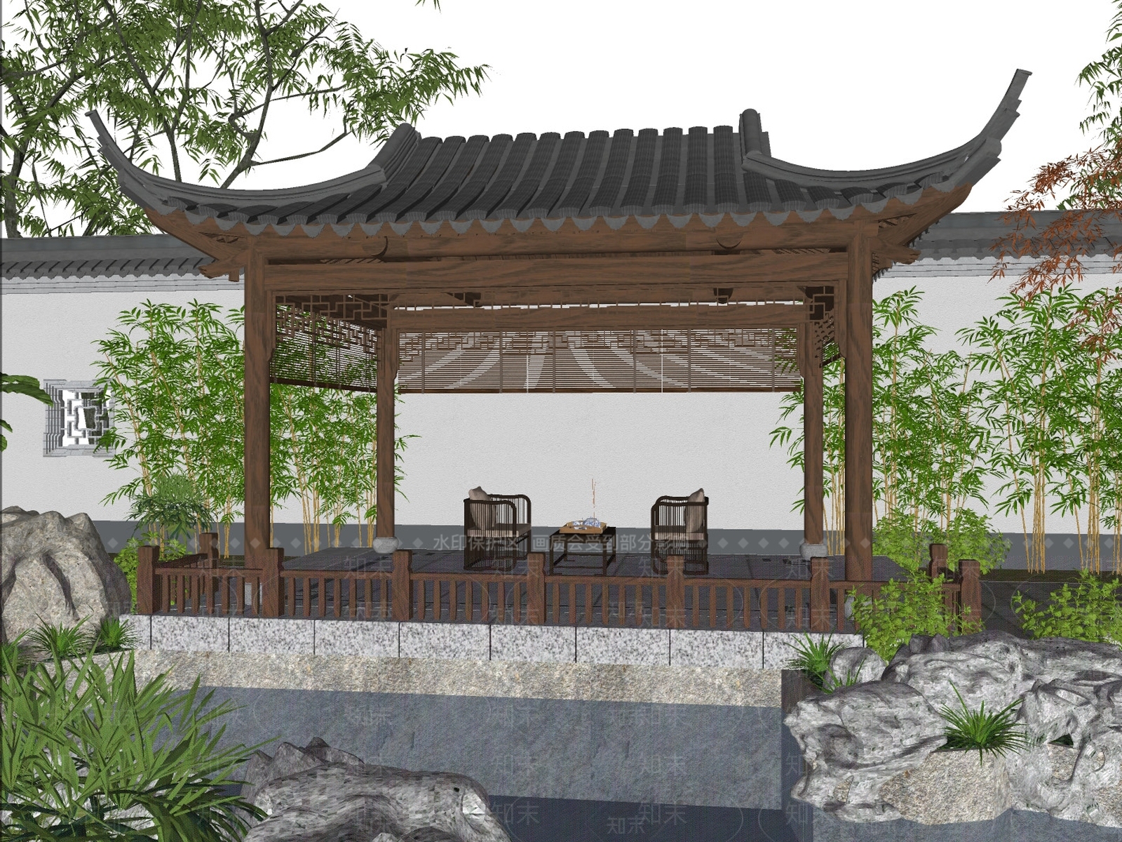 新中式中式其他景观小建筑SU模型下载【ID:1202630878】