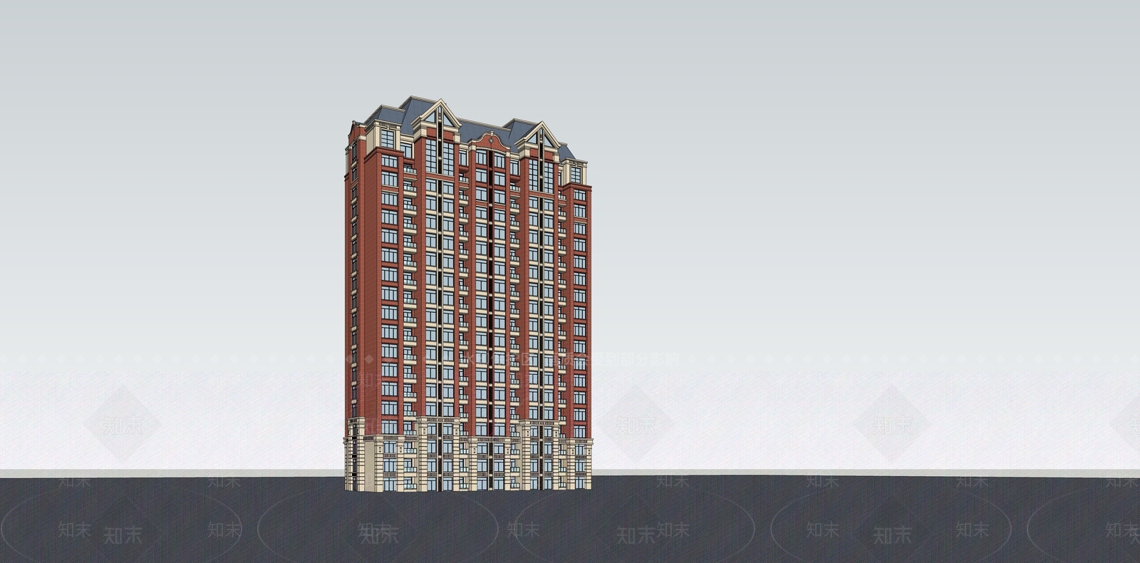 欧式高层住宅SU模型下载【ID:1202631493】