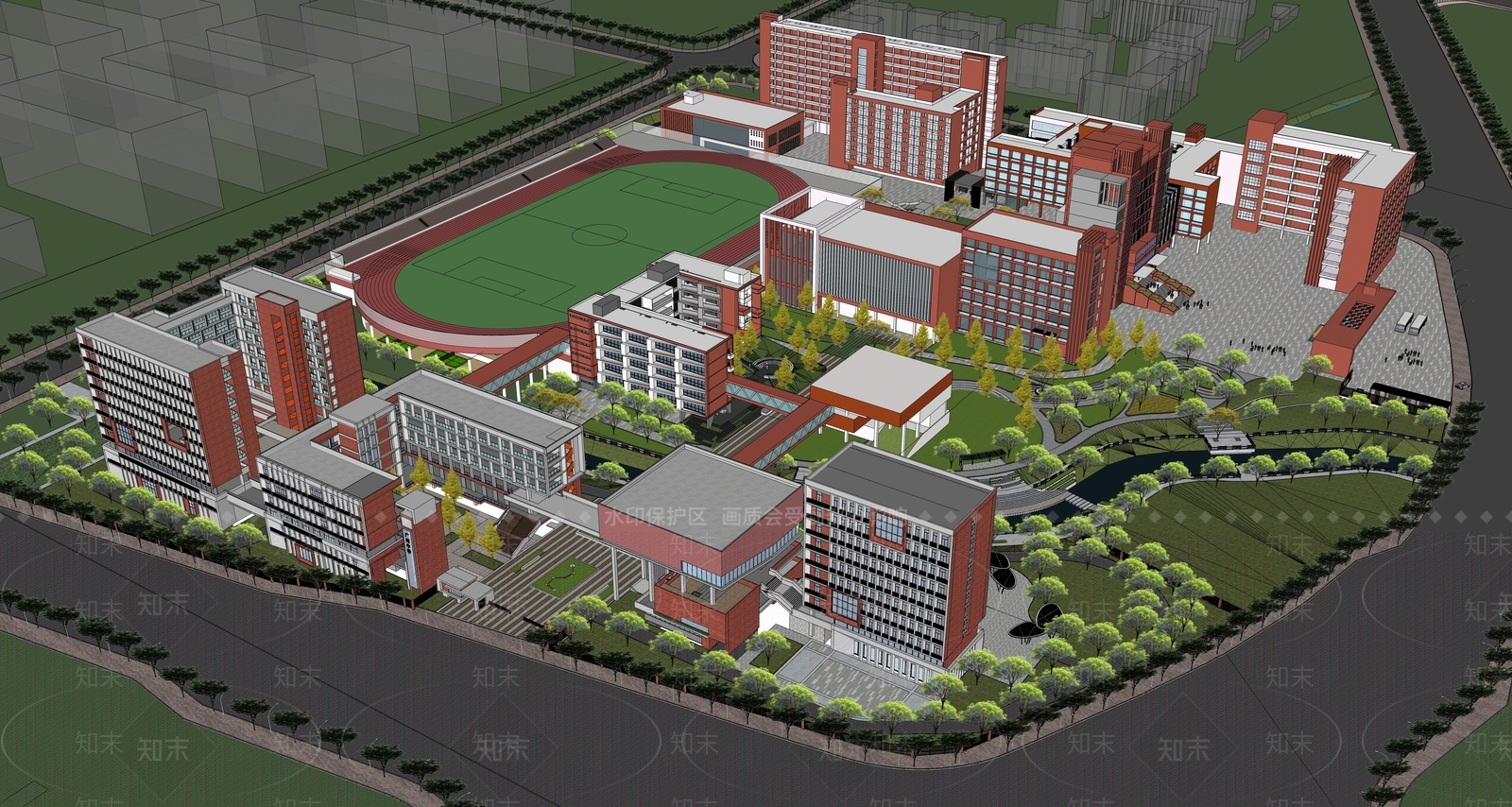 现代学校建筑SU模型下载【ID:1202631834】