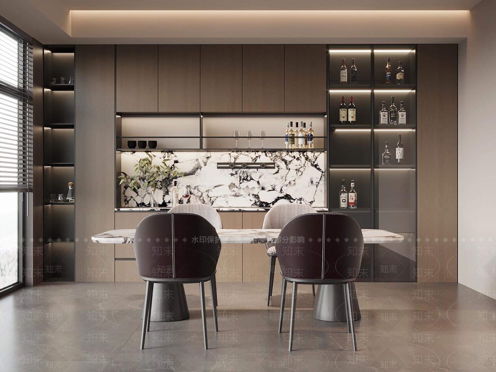 现代意式家居餐厅3D模型下载【ID:1202631934】