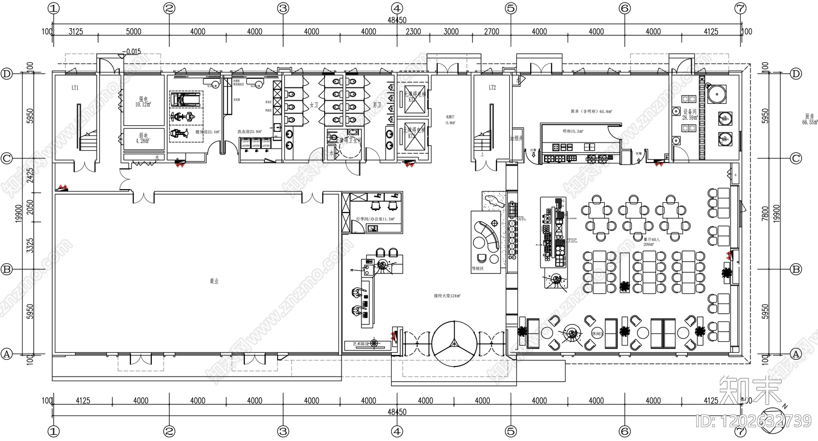 酒店大堂施工图下载【ID:1202632739】