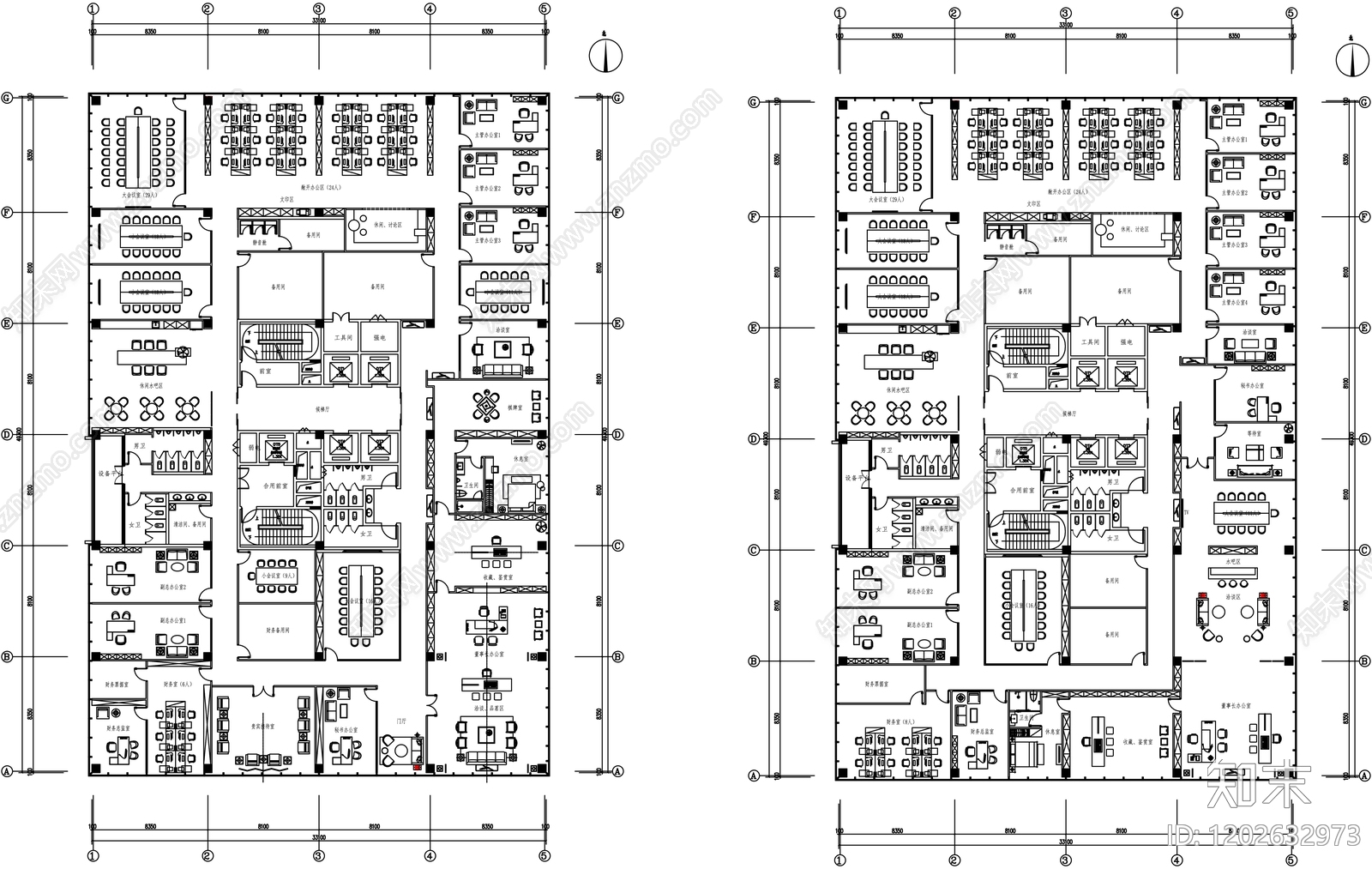 现代整体办公空间cad施工图下载【ID:1202632973】