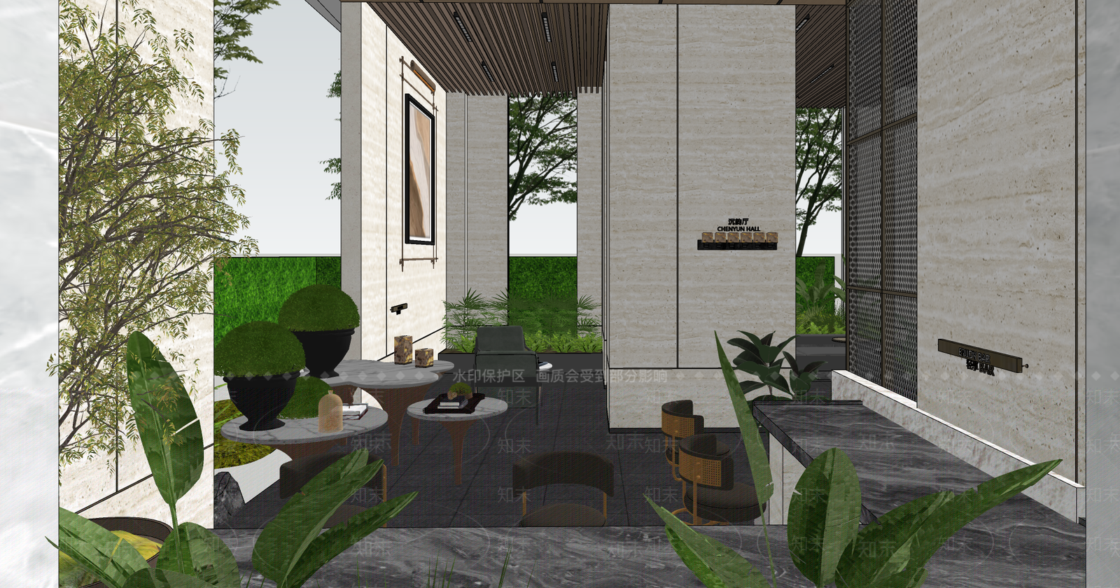现代小区景观SU模型下载【ID:1202793047】