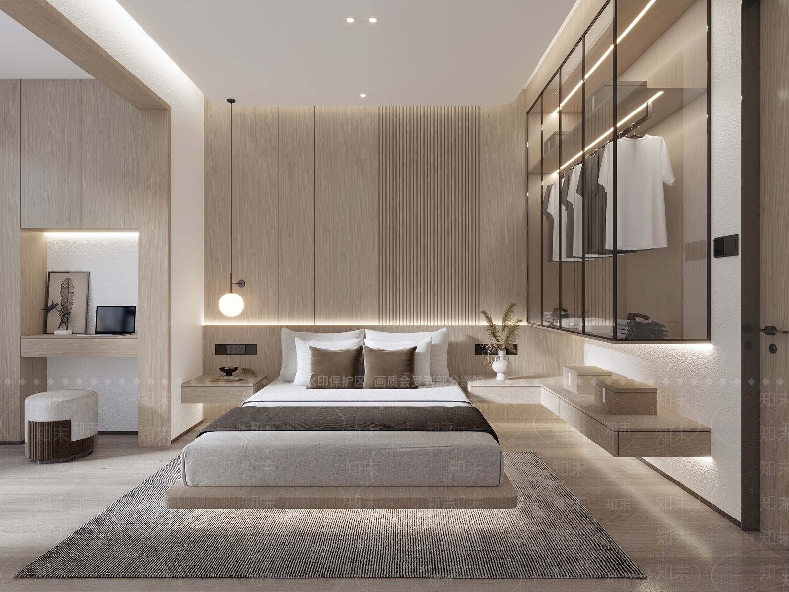 北欧简约家居卧室3D模型下载【ID:1202635687】