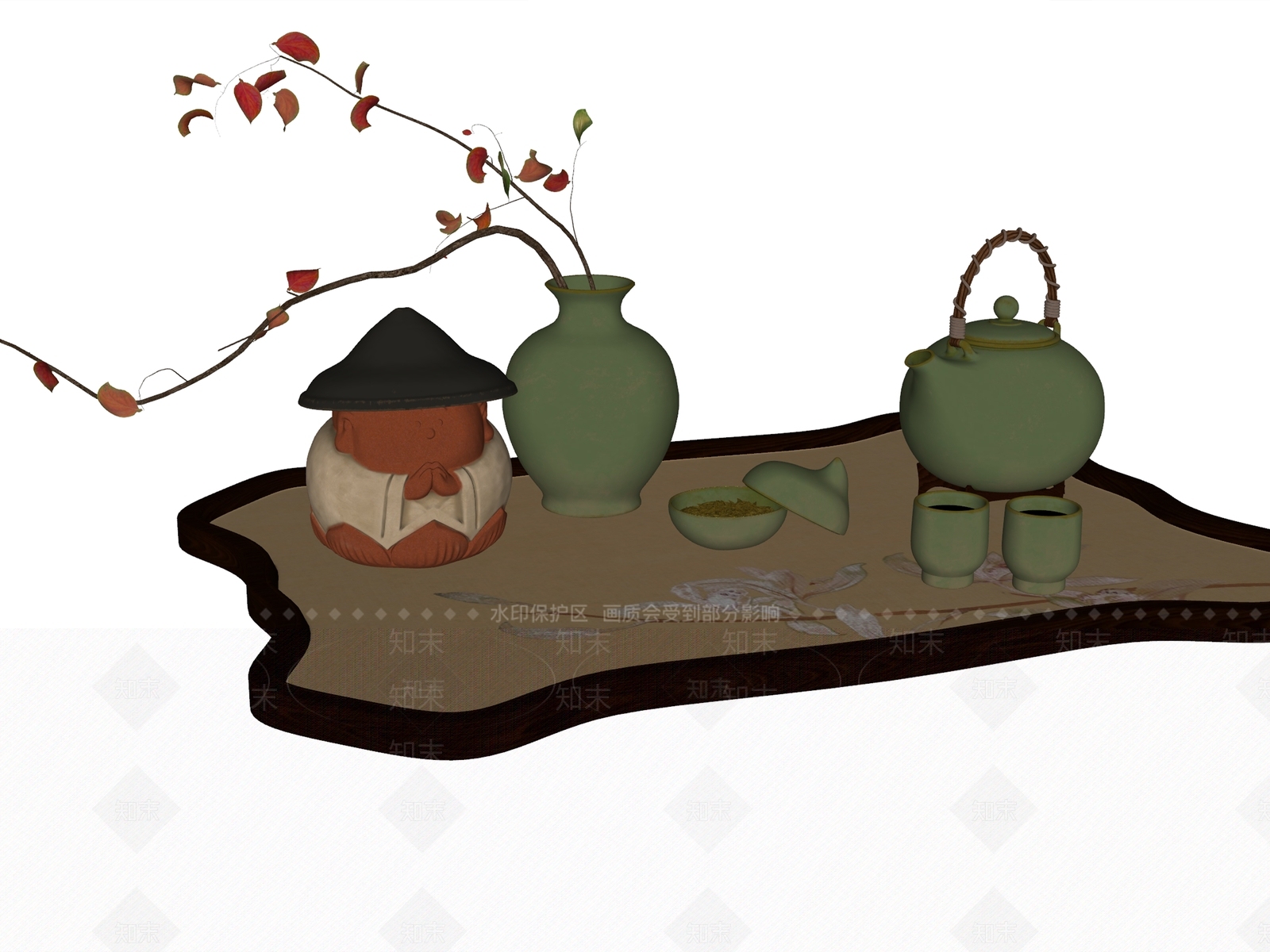 新中式中式摆件组合SU模型下载【ID:1202640865】