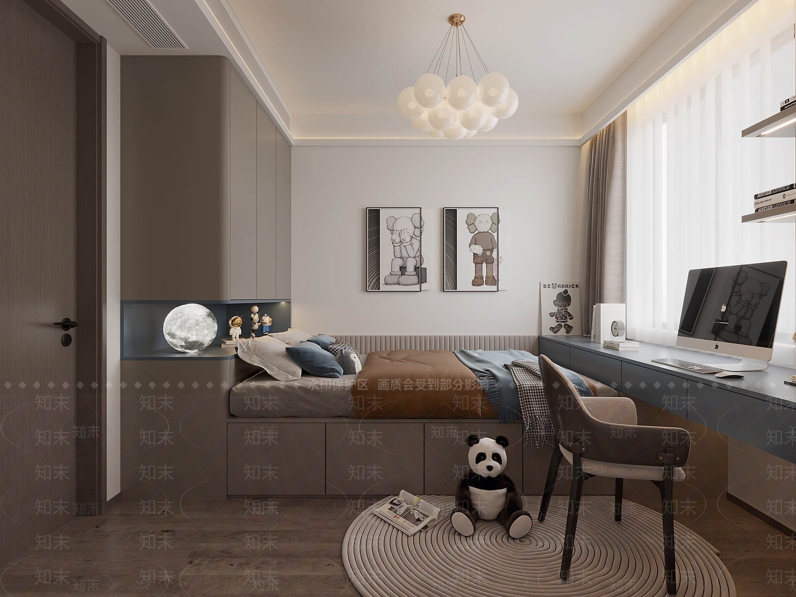 意式现代榻榻米卧室3D模型下载【ID:1202645428】