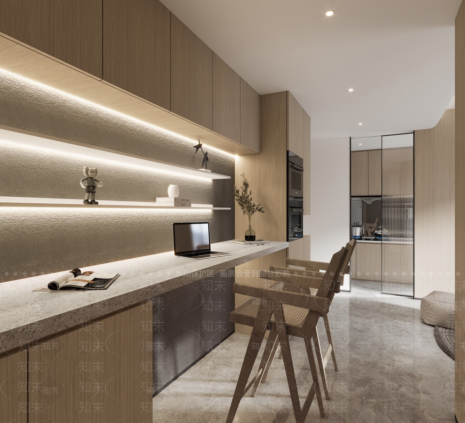 侘寂北欧开放式书房3D模型下载【ID:1202644062】