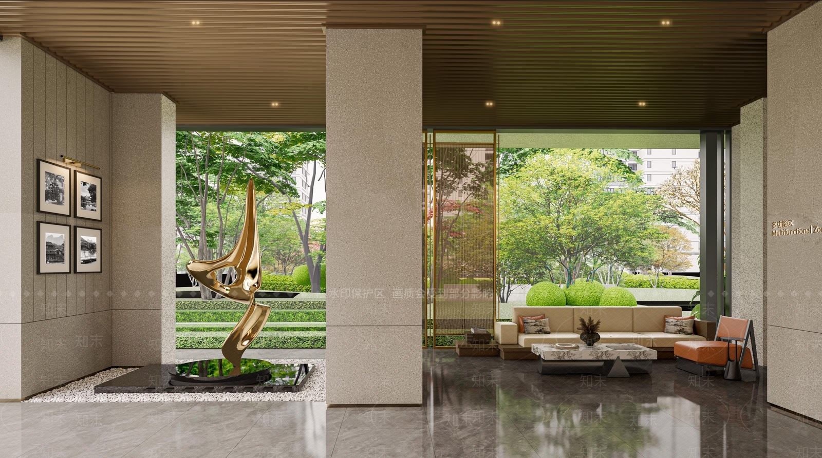 轻奢意式住宅区景观SU模型下载【ID:1203508165】