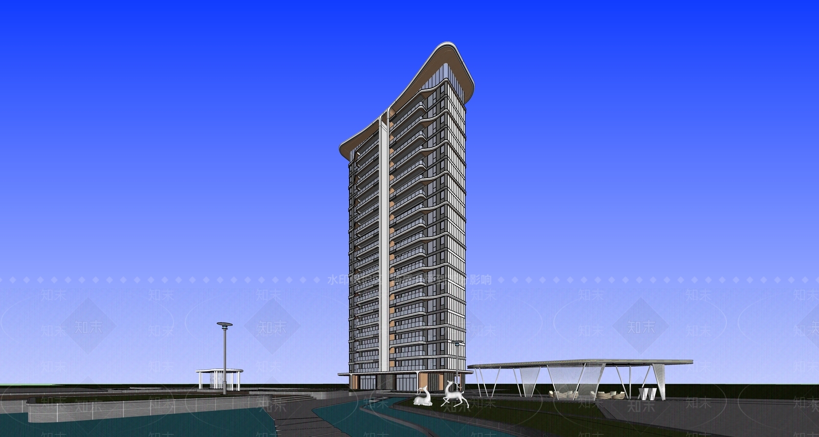 现代高层住宅SU模型下载【ID:1202646078】