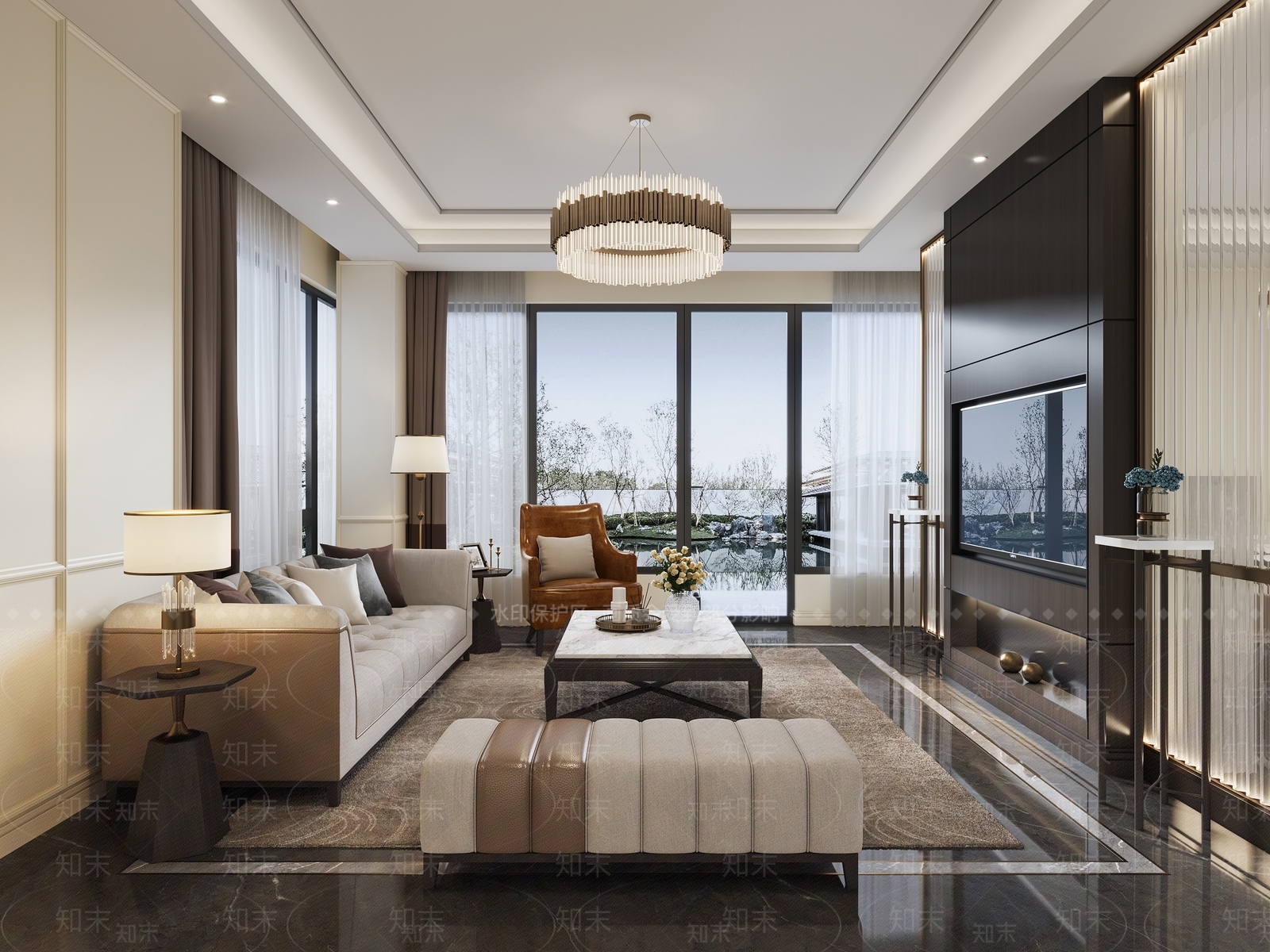 简欧复古家居客厅3D模型下载【ID:1202694147】