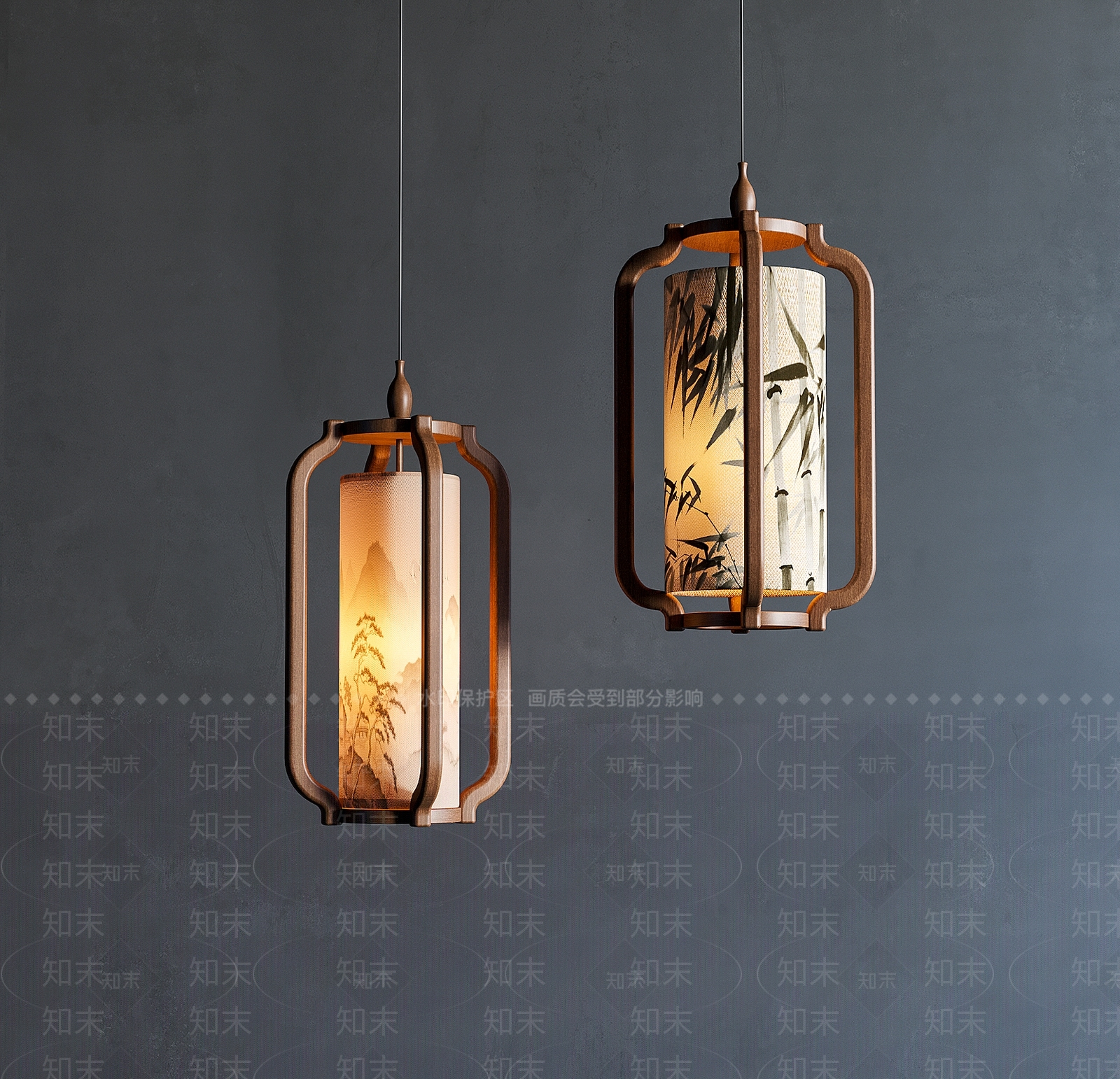 新中式禅意艺术吊灯3D模型下载【ID:1202652282】