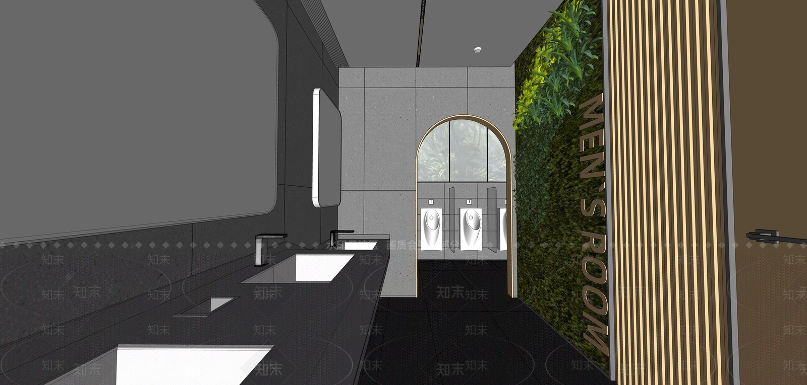 现代极简公共卫生间SU模型下载【ID:1202699855】