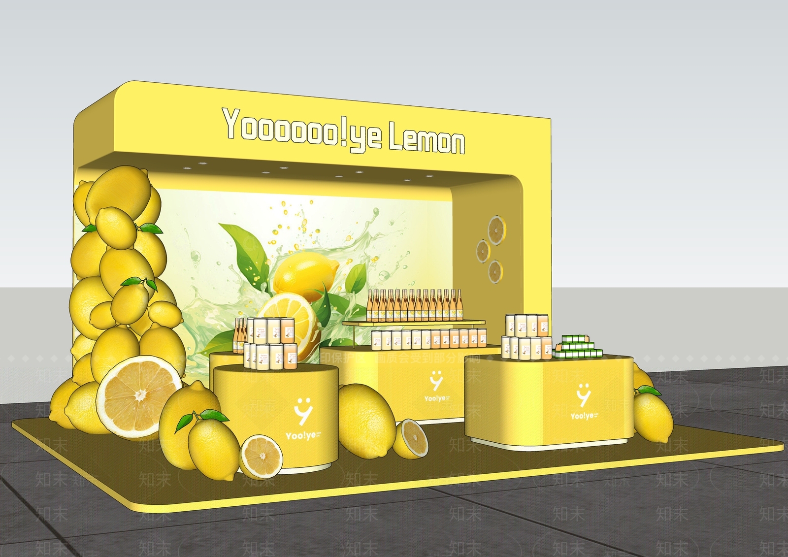 现代奶油食品展台SU模型下载【ID:1202655058】