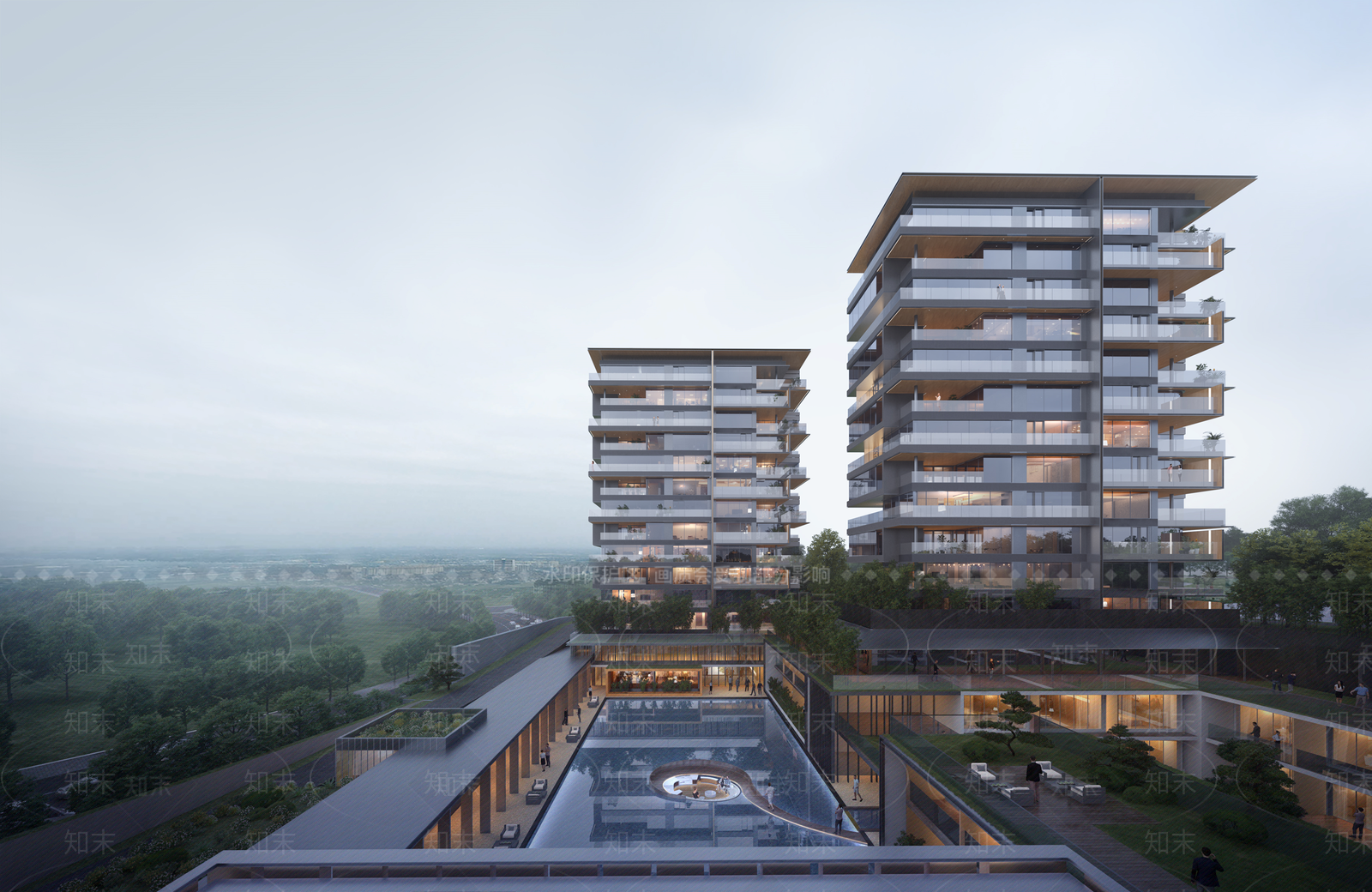 现代极简高层住宅SU模型下载【ID:1202654651】