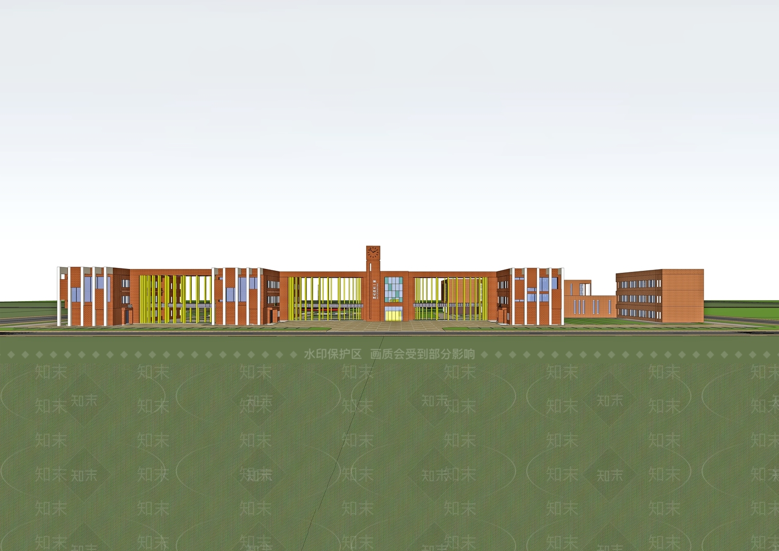 现代学校建筑SU模型下载【ID:1202655750】