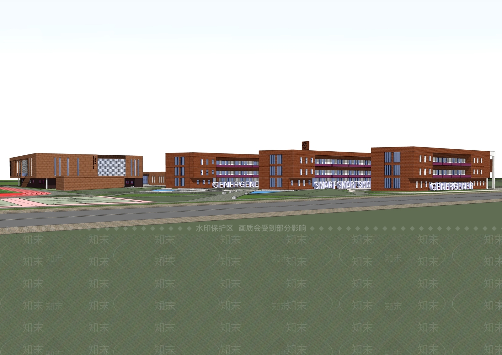 现代学校建筑SU模型下载【ID:1202655750】