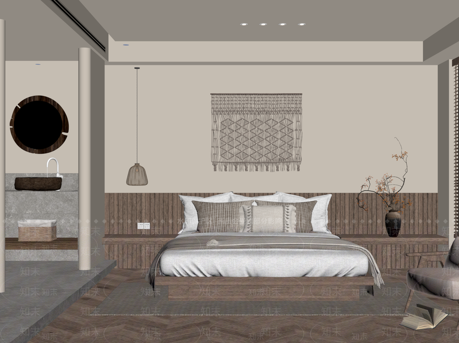 侘寂酒店客房SU模型下载【ID:1202655958】
