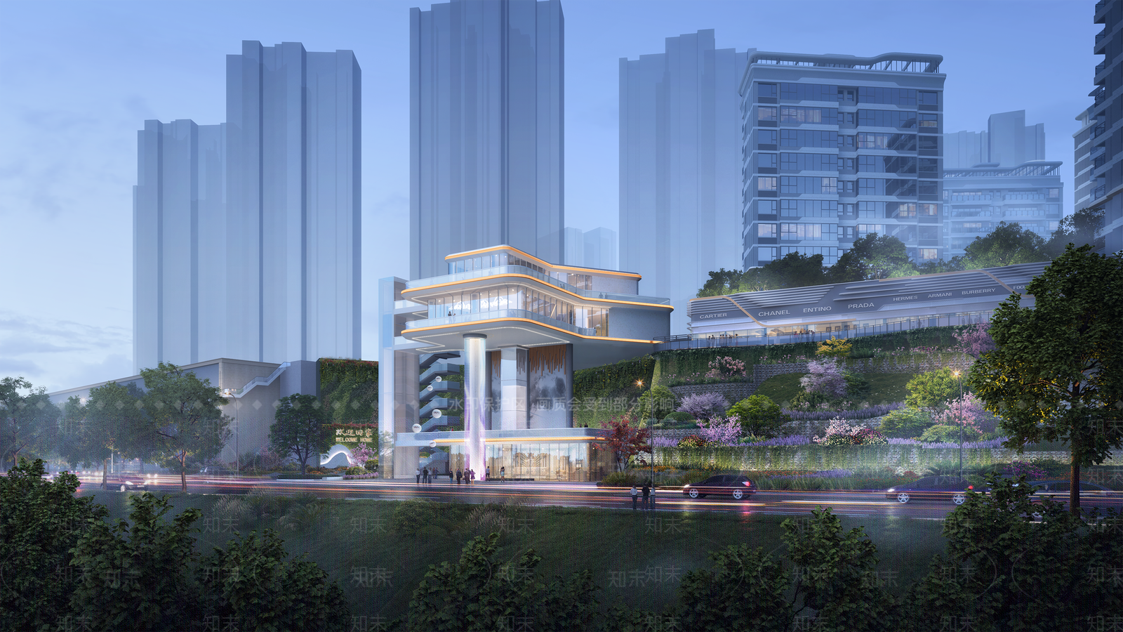 现代售楼处建筑SU模型下载【ID:1202660804】