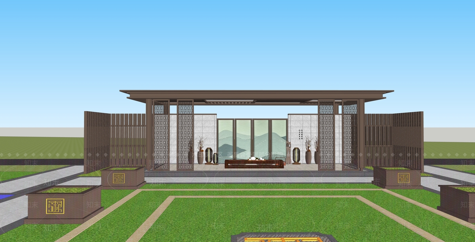 新中式中式其他景观小建筑SU模型下载【ID:1202659285】