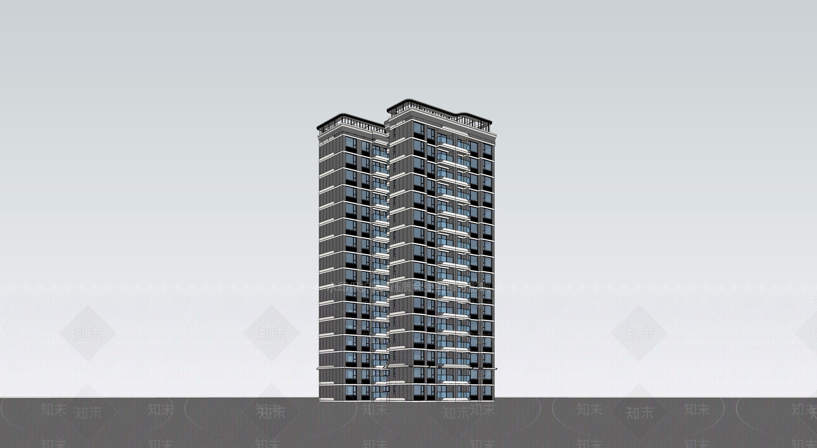 现代高层住宅SU模型下载【ID:1202660996】