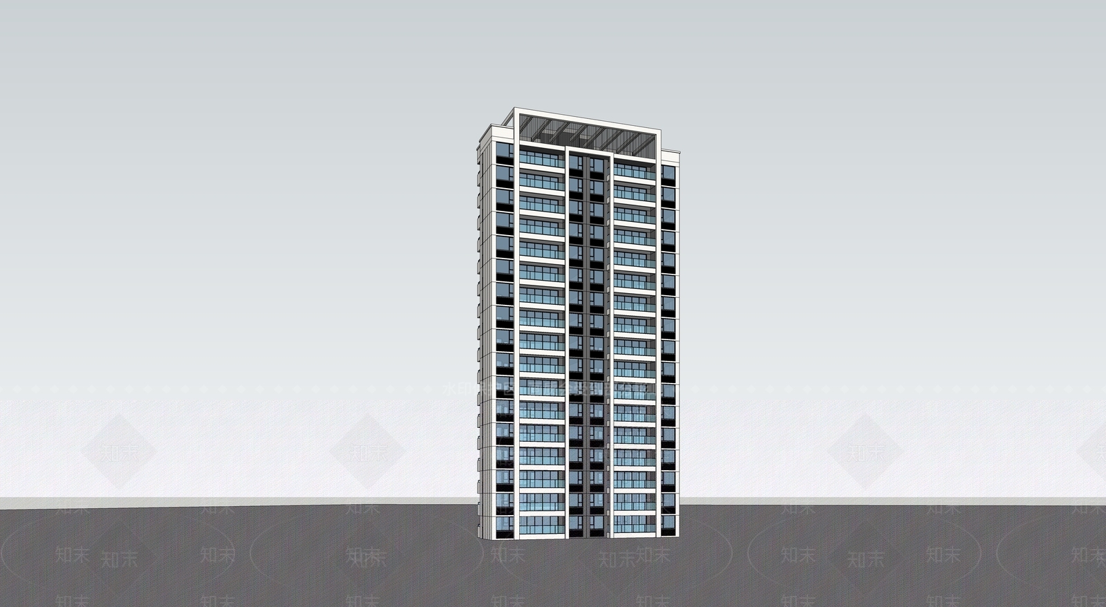现代高层住宅SU模型下载【ID:1202661013】