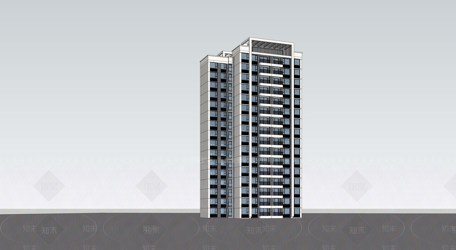 现代高层住宅SU模型下载【ID:1202661004】